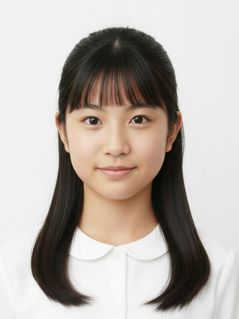 中学受験 証明写真 髪型:ハーフアップ