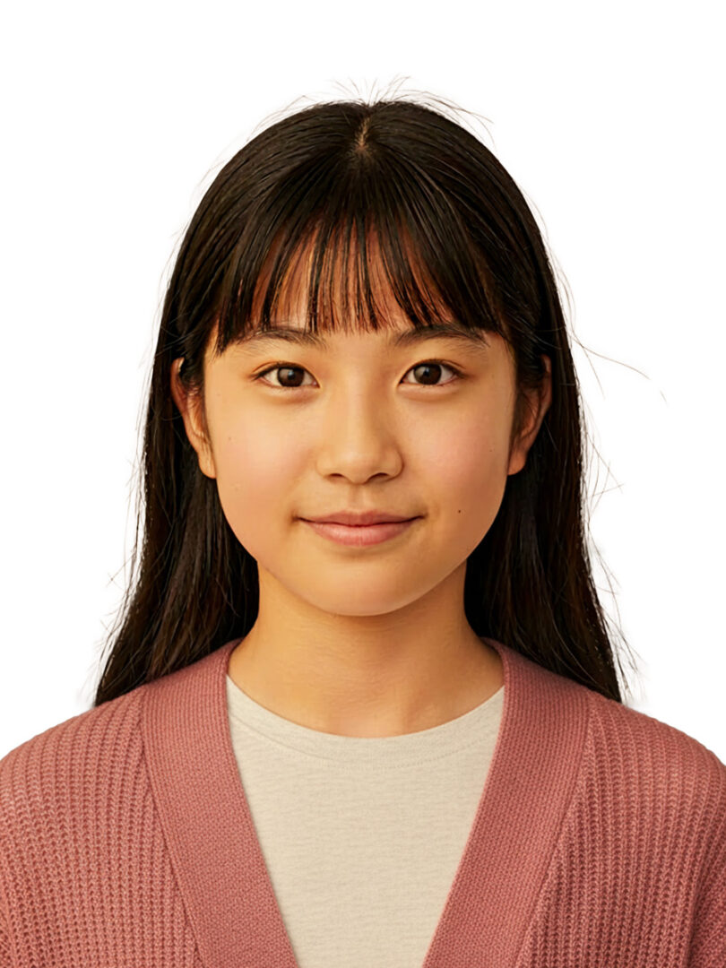 中学受験用願書写真 白熱灯照明で撮影し、背景削除