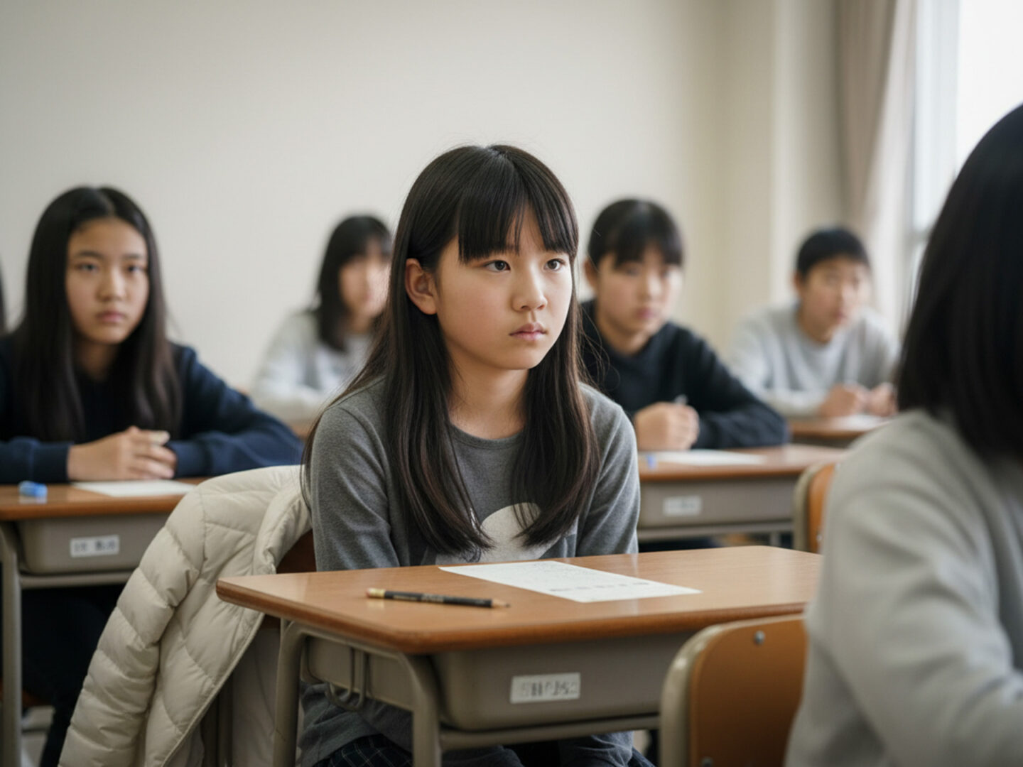 前受け試験会場で試験前の子供の様子