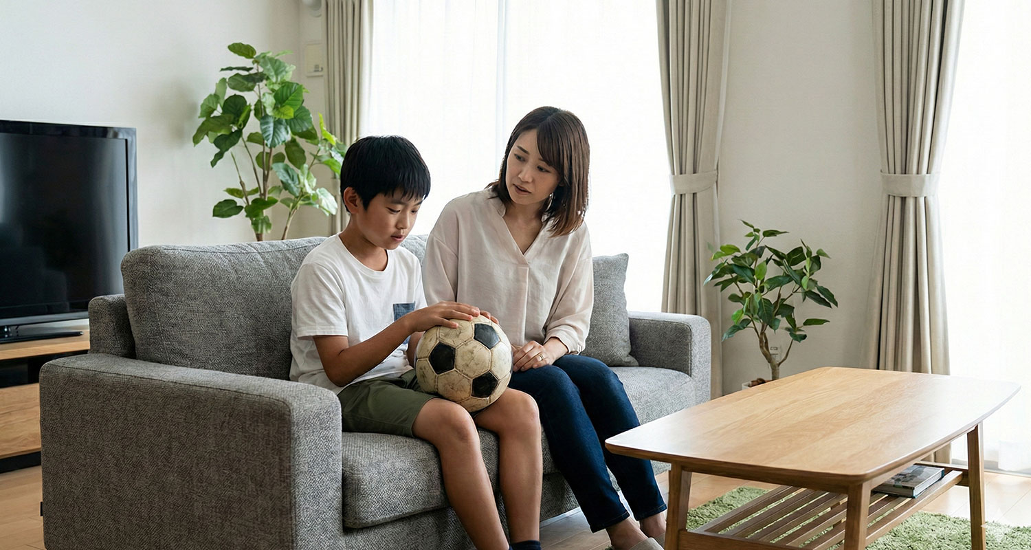 中学受験するため、習い事のサッカーをいつまで続けるか悩んでいる様子