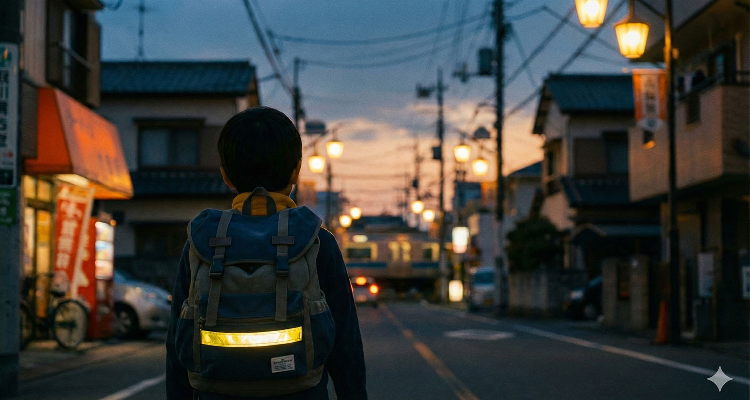 通塾の帰り道。日が暮れてきている様子